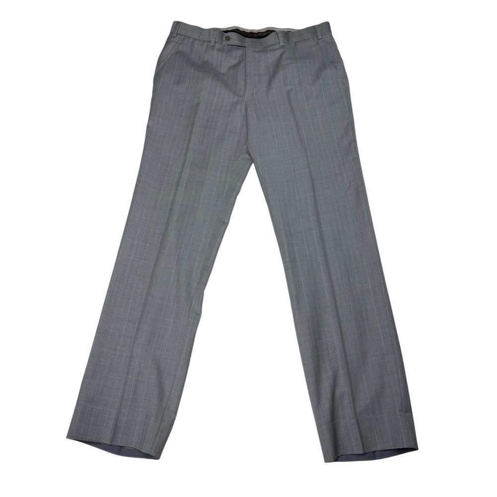 Ermenegildo Zegna Trofeo Wool Pinstripe Dress Pants Mens Grey Tailored Fit 36x31